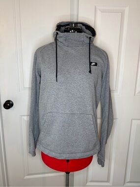 Nike Gray Funnel Neck Long Sleeve Pull Over Hoodie Red Tag Mens M
